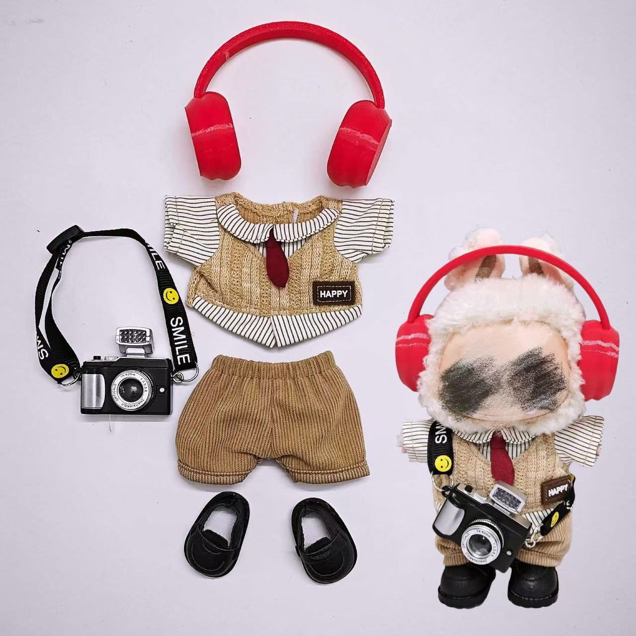 Universal British-style suit for 1st/2nd/3rd generation Labubu doll clothes in 15cm and 17cm sizes.