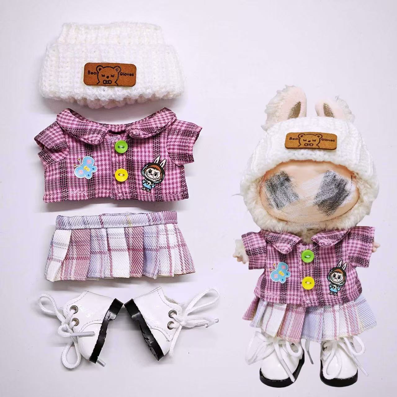 Dopamine-style vacation shirt set for Labubu doll clothes, universal for 1st, 2nd and 3rd generations.