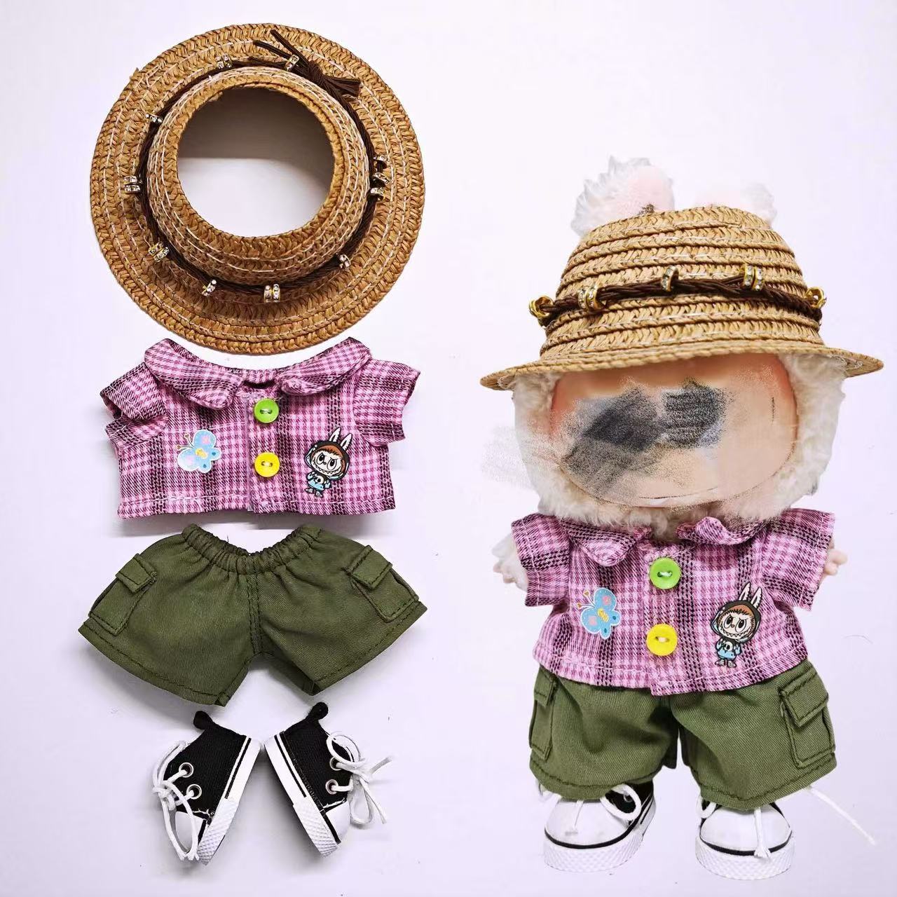 Dopamine-style vacation shirt set for Labubu doll clothes, universal for 1st, 2nd and 3rd generations.