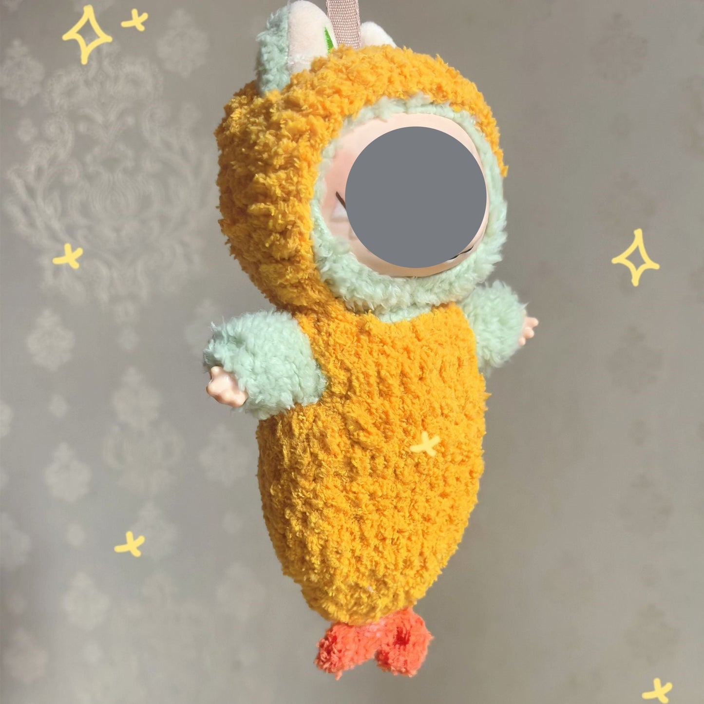 Spot new labubu17cm blind box labubu fried shrimp baby clothes woven sleeping bag one-piece clothes
