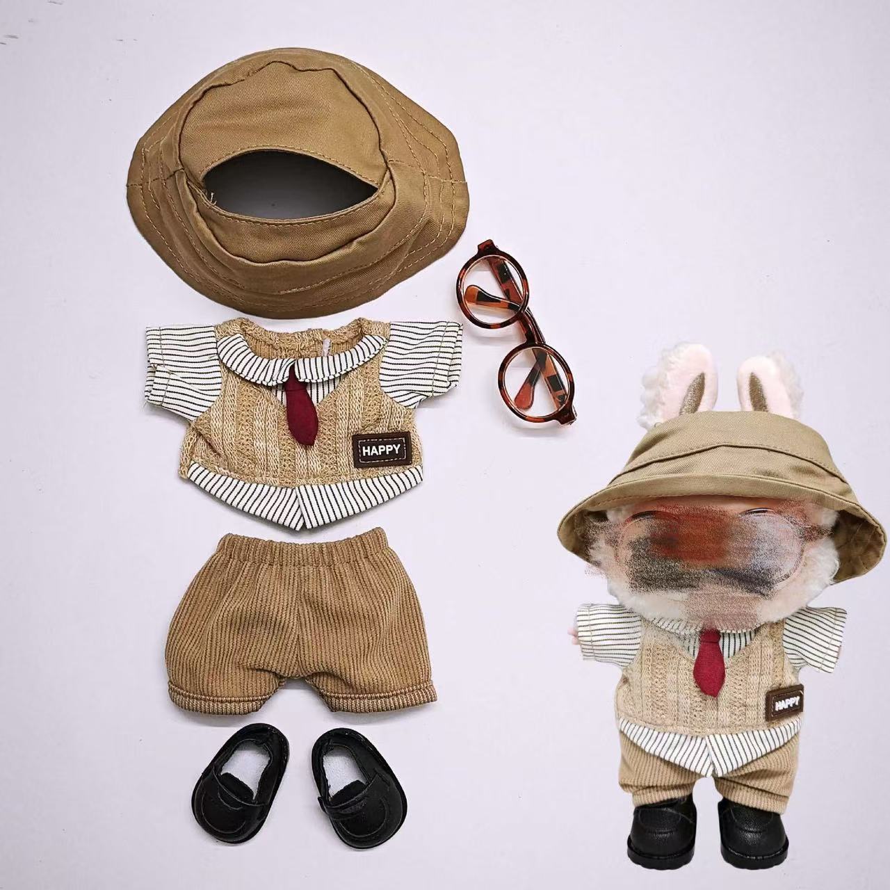 Universal British-style suit for 1st/2nd/3rd generation Labubu doll clothes in 15cm and 17cm sizes.