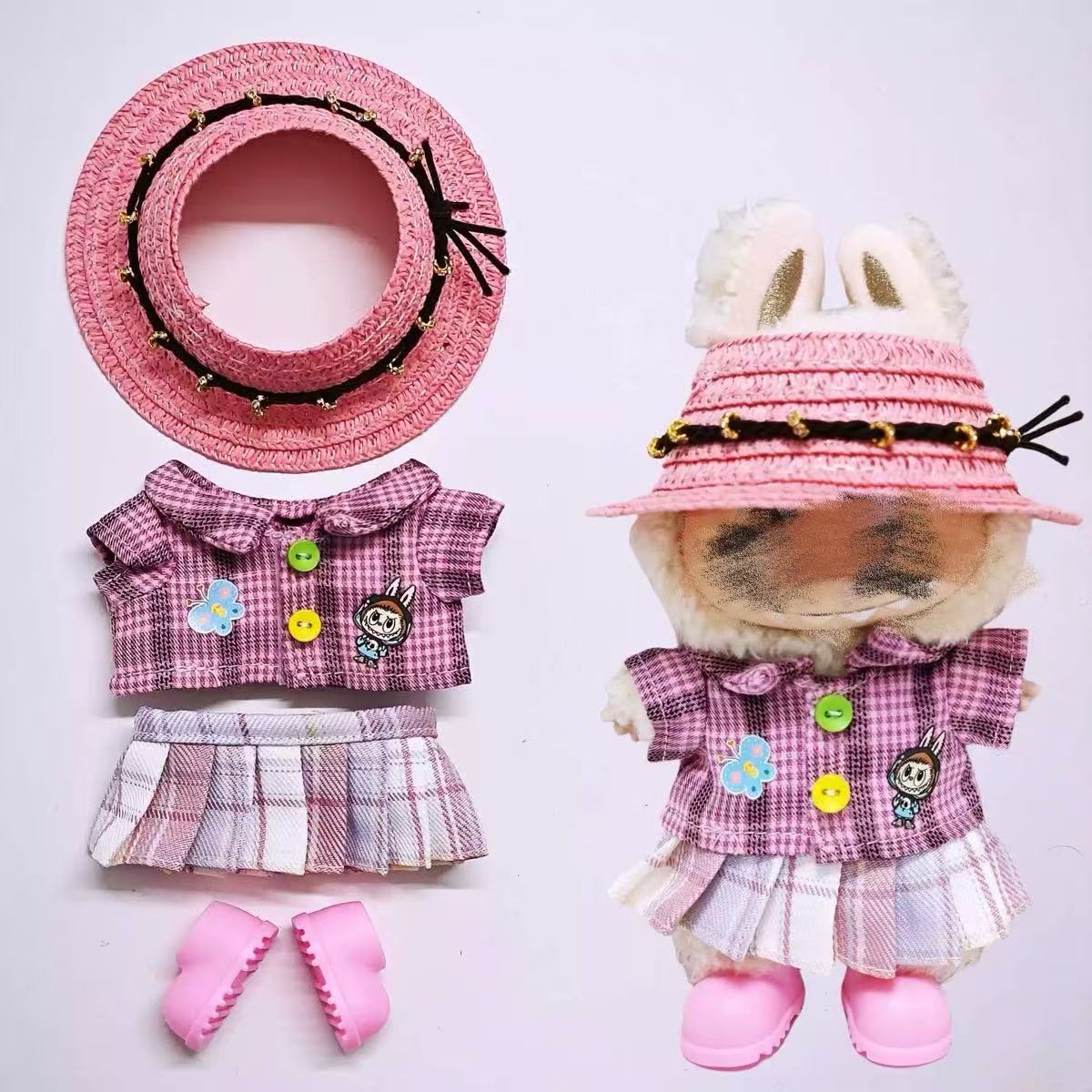 Dopamine-style vacation shirt set for Labubu doll clothes, universal for 1st, 2nd and 3rd generations.