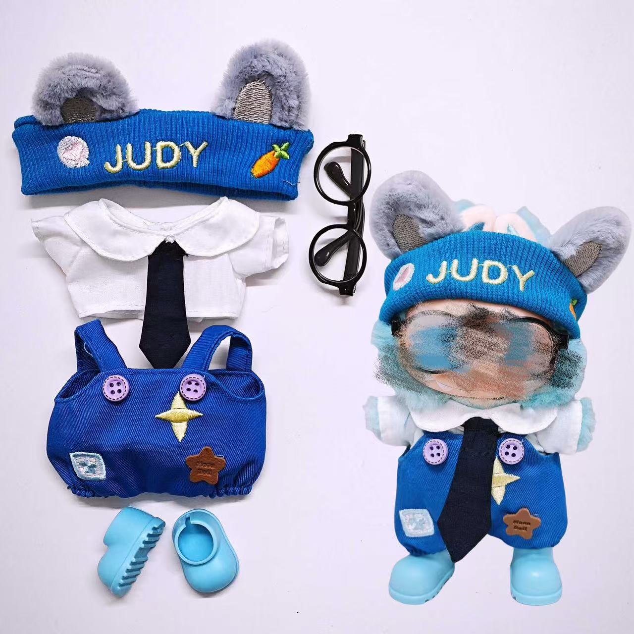 Cute tie & star suspender pants for Labubu doll clothes, universal for 1st/2nd/3rd generations.